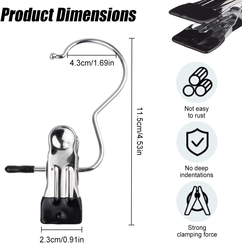 30Pcs Boot Hangers for Closet, HDUSRYO Hanging Clips Clothes Pins, Portable Laundry Hooks with Clips, Hanger Clips Boot Hanging Hold Clip, Multifunctional Hangers Single Clips for Travel Hat