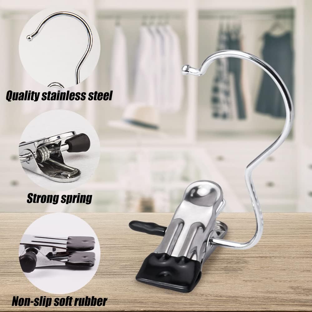 30Pcs Boot Hangers for Closet, HDUSRYO Hanging Clips Clothes Pins, Portable Laundry Hooks with Clips, Hanger Clips Boot Hanging Hold Clip, Multifunctional Hangers Single Clips for Travel Hat