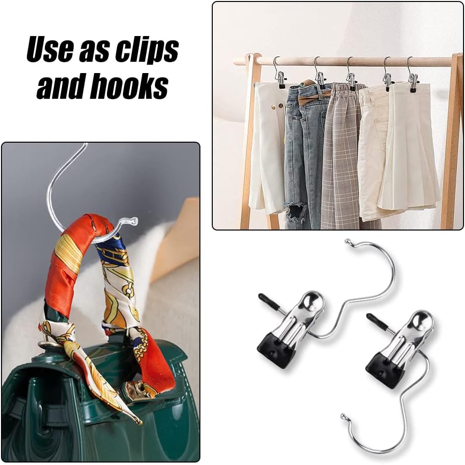 30Pcs Boot Hangers for Closet, HDUSRYO Hanging Clips Clothes Pins, Portable Laundry Hooks with Clips, Hanger Clips Boot Hanging Hold Clip, Multifunctional Hangers Single Clips for Travel Hat