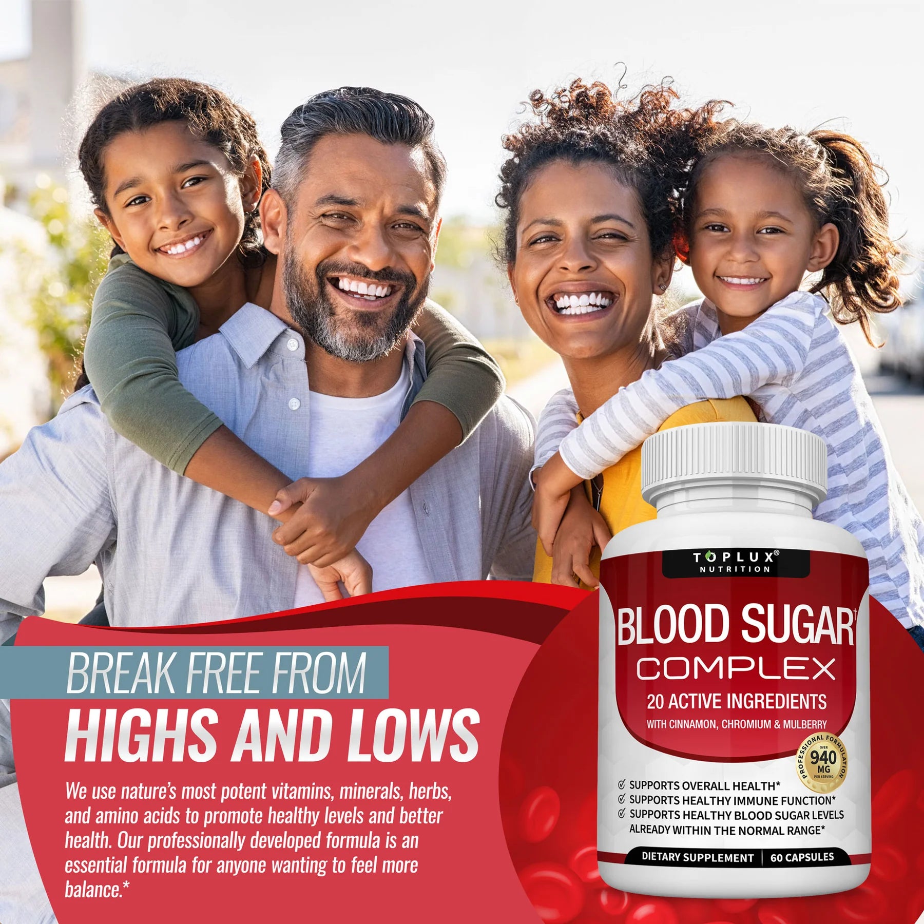 Blood Sugar Complex 20 Vitamins & Minerals Support Overall Health